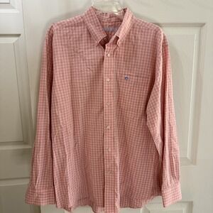 Southern Tide Shirt Mens Large Orange Check Long Sleeve Button Down Easter Golf